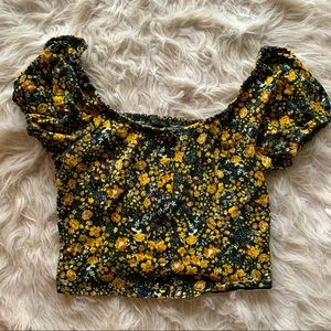 Floral off shoulder crop top